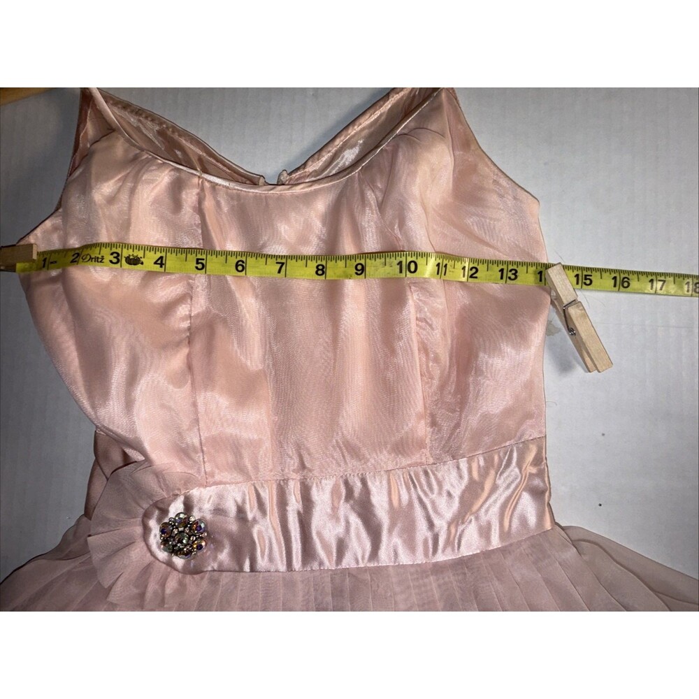 Vintage 50s Cupcake Dress Size XXS Pink Tulle Fit & Flare Prom Formal Junior 7 - Picture 15 of 16